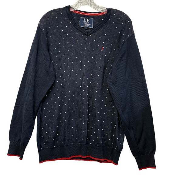 Louis Philippe Mens V-Neck Sweater Dotted Elbow‎ Patch Cotton Knitwear Size M - Picture 1 of 7